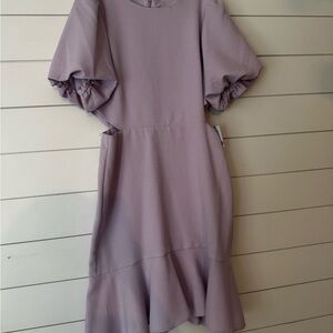 NWT Taylor Dresses Lavender Puff Sleeve Side Cut Out Dress
